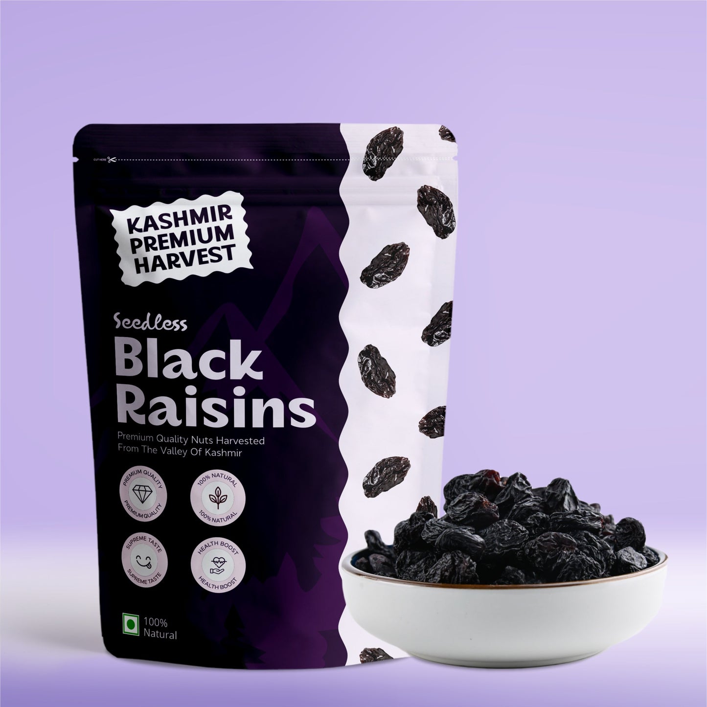 Black Raisins in Bowl