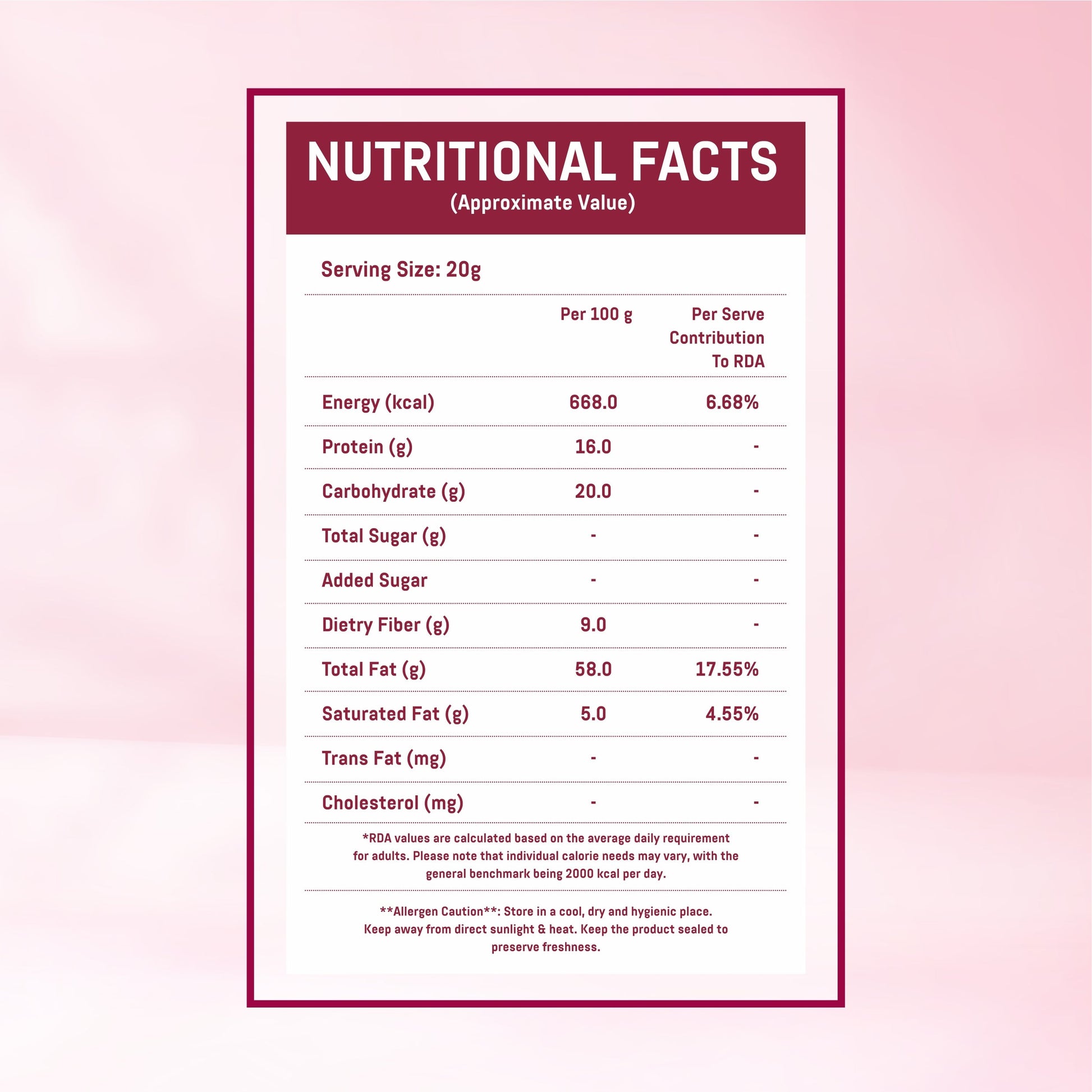 Calm Crunch Cashew Nutritional Facts