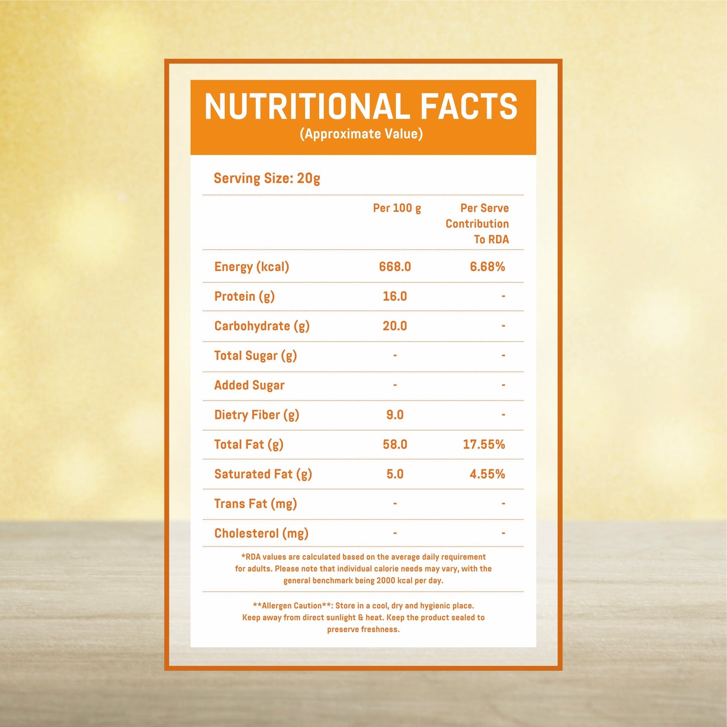 Tangy Twist Cashew Nutritional Facts